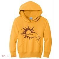 Boho Styled Open Palm Sun In Hand Kids Hoodie thumb 0