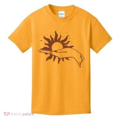 Boho Styled Open Palm Sun In Hand Kids T-Shirt