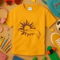 Boho Styled Open Palm Sun In Hand Kids T-Shirt thumb 3