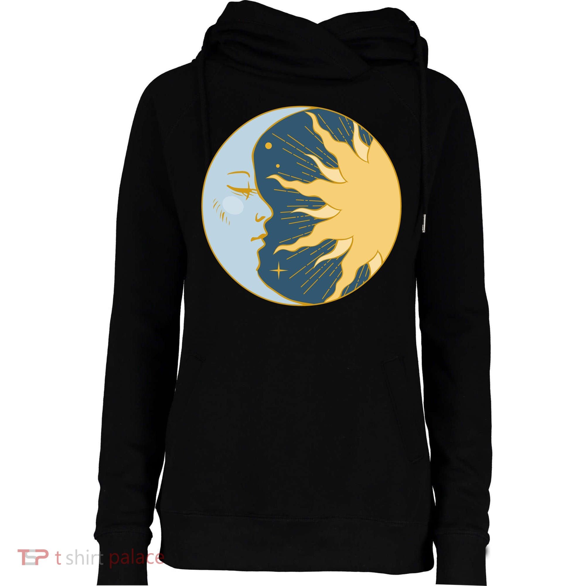 Boho Sun And Moon Womens Funnel Neck Pullover Hood