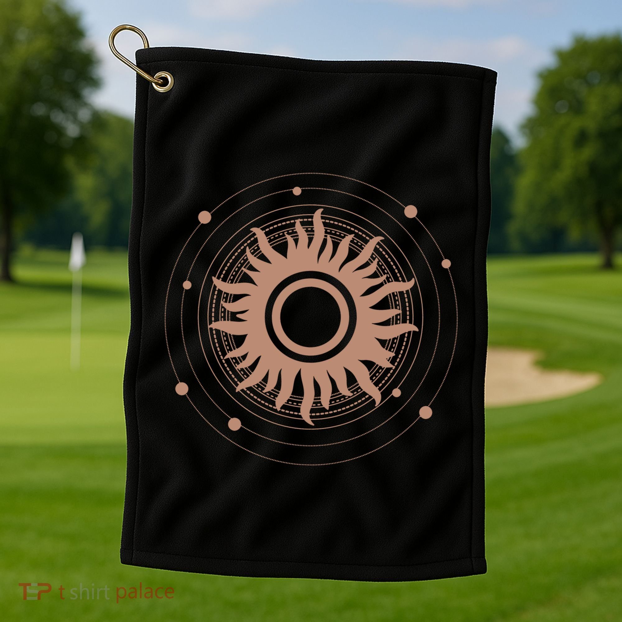 Boho Sun Illustration Golf Towel