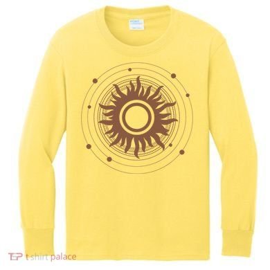 Boho Sun Illustration Kids Long Sleeve Shirt