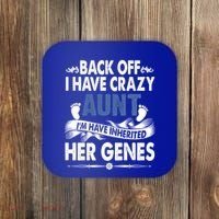 Back Off I Have A Crazy Aunt Niece Retro Aunt Gift Coaster thumb 0
