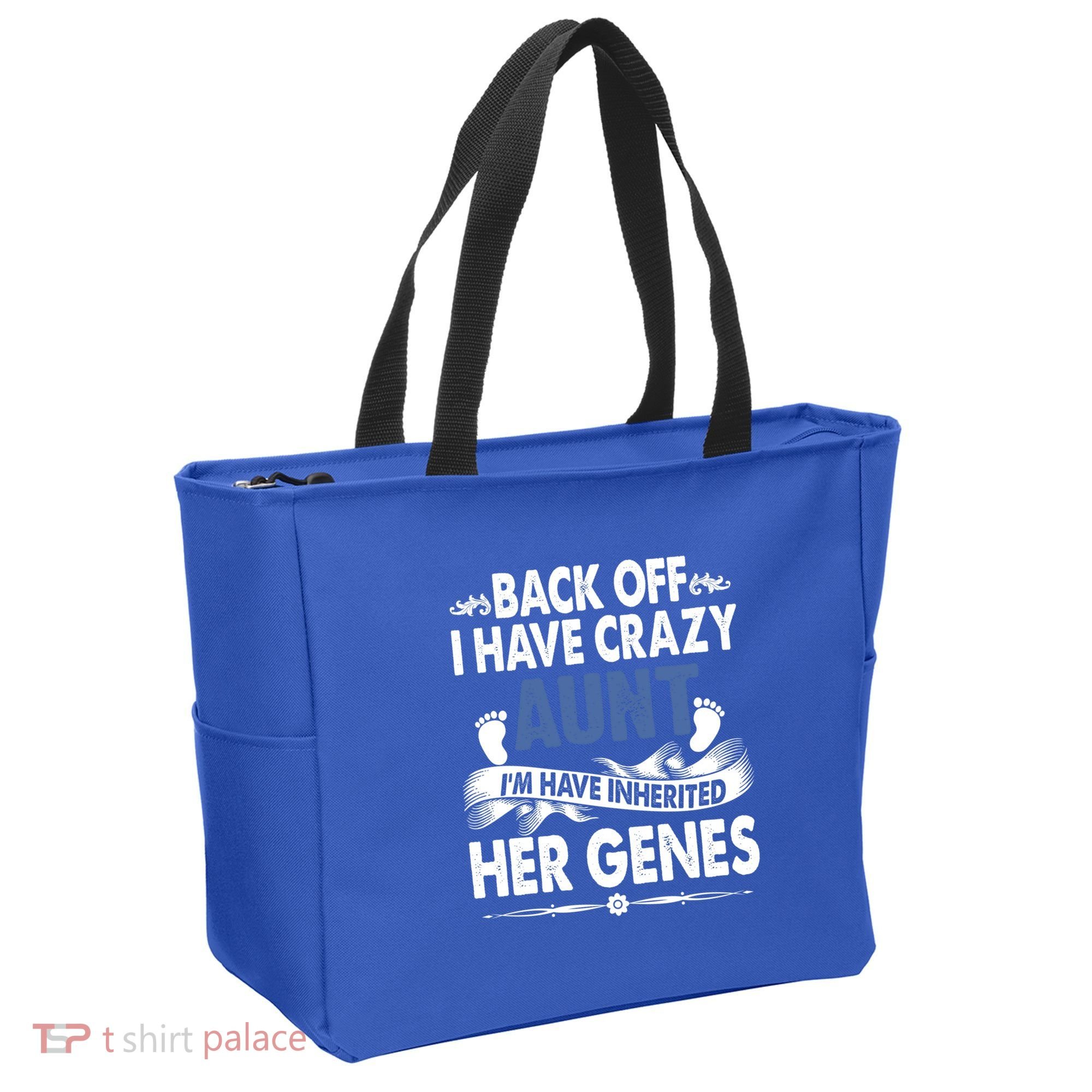 Back Off I Have A Crazy Aunt Niece Retro Aunt Gift Tote Bag