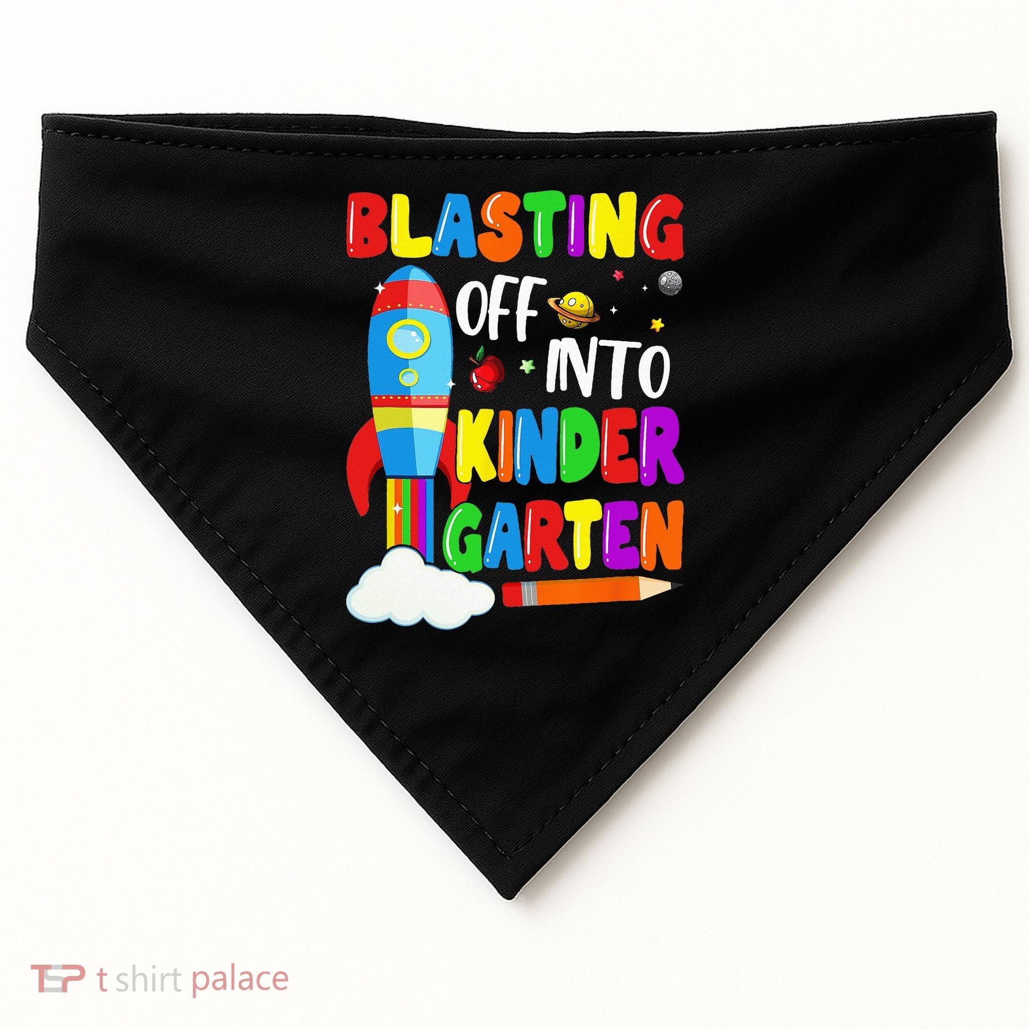 Blasting Off Into Kindergarten Funny Back To School USA-Made Doggie Bandana