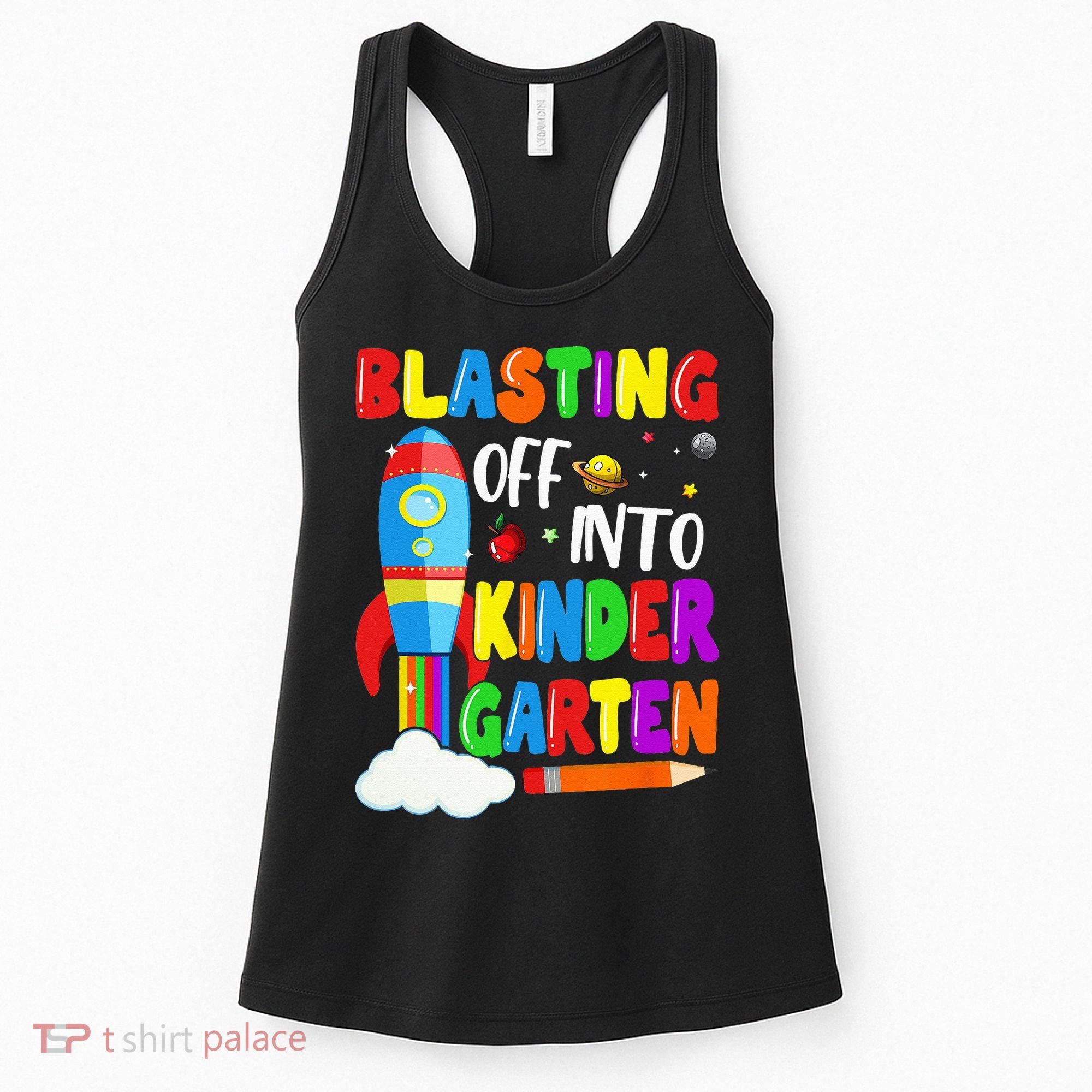 Blasting Off Into Kindergarten Funny Back To School Women's Tank Top