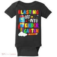 Blasting Off Into Kindergarten Funny Back To School Baby Bodysuit thumb 0