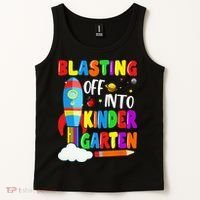 Blasting Off Into Kindergarten Funny Back To School Tank Top thumb 2