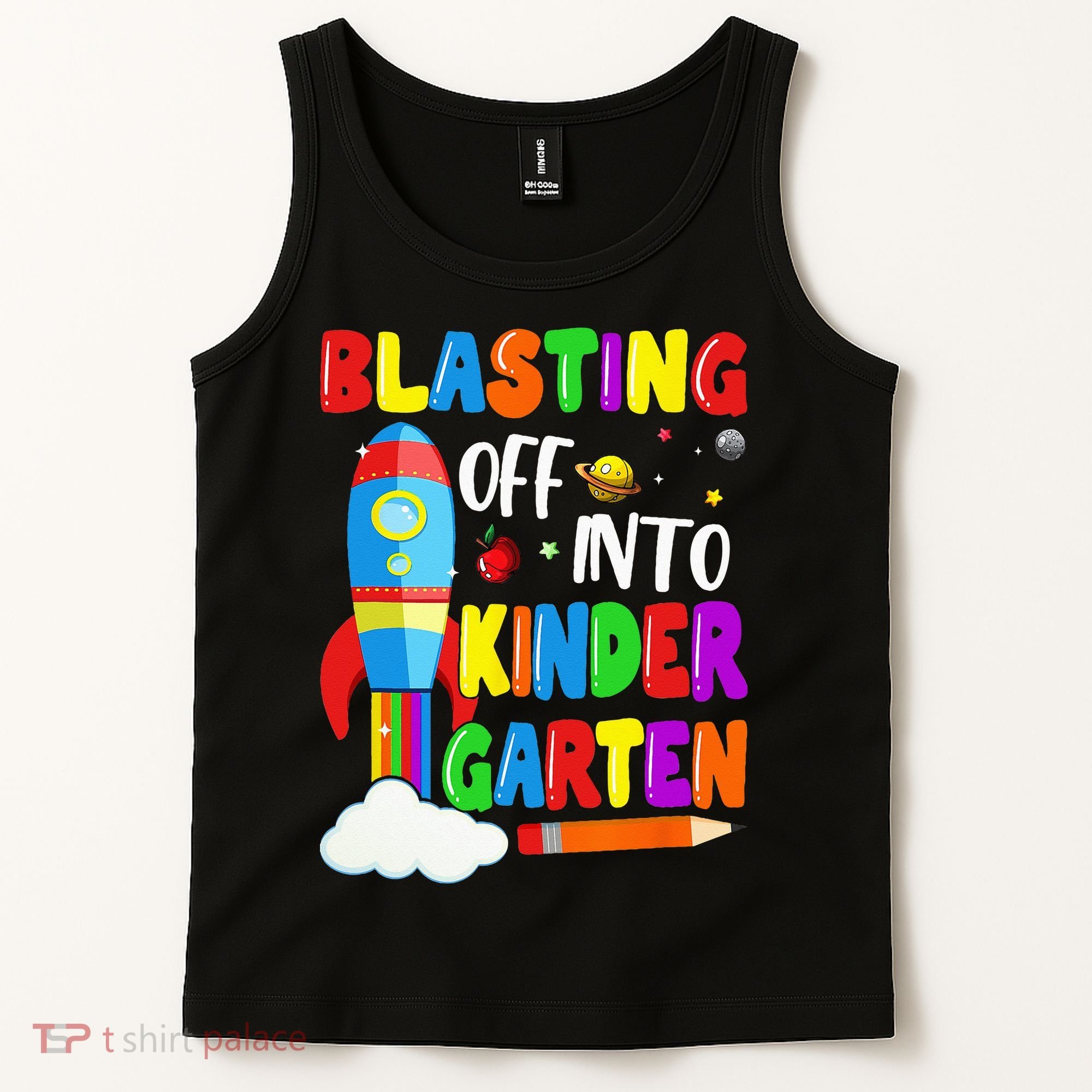 Blasting Off Into Kindergarten Funny Back To School Tank Top