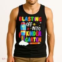 Blasting Off Into Kindergarten Funny Back To School Tank Top thumb 3