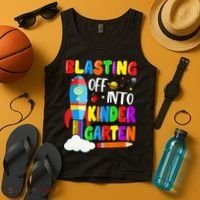 Blasting Off Into Kindergarten Funny Back To School Tank Top thumb 4