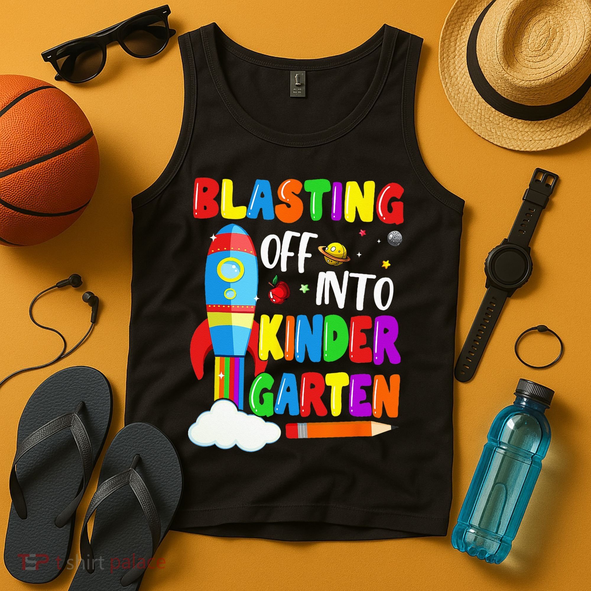 Blasting Off Into Kindergarten Funny Back To School Tank Top