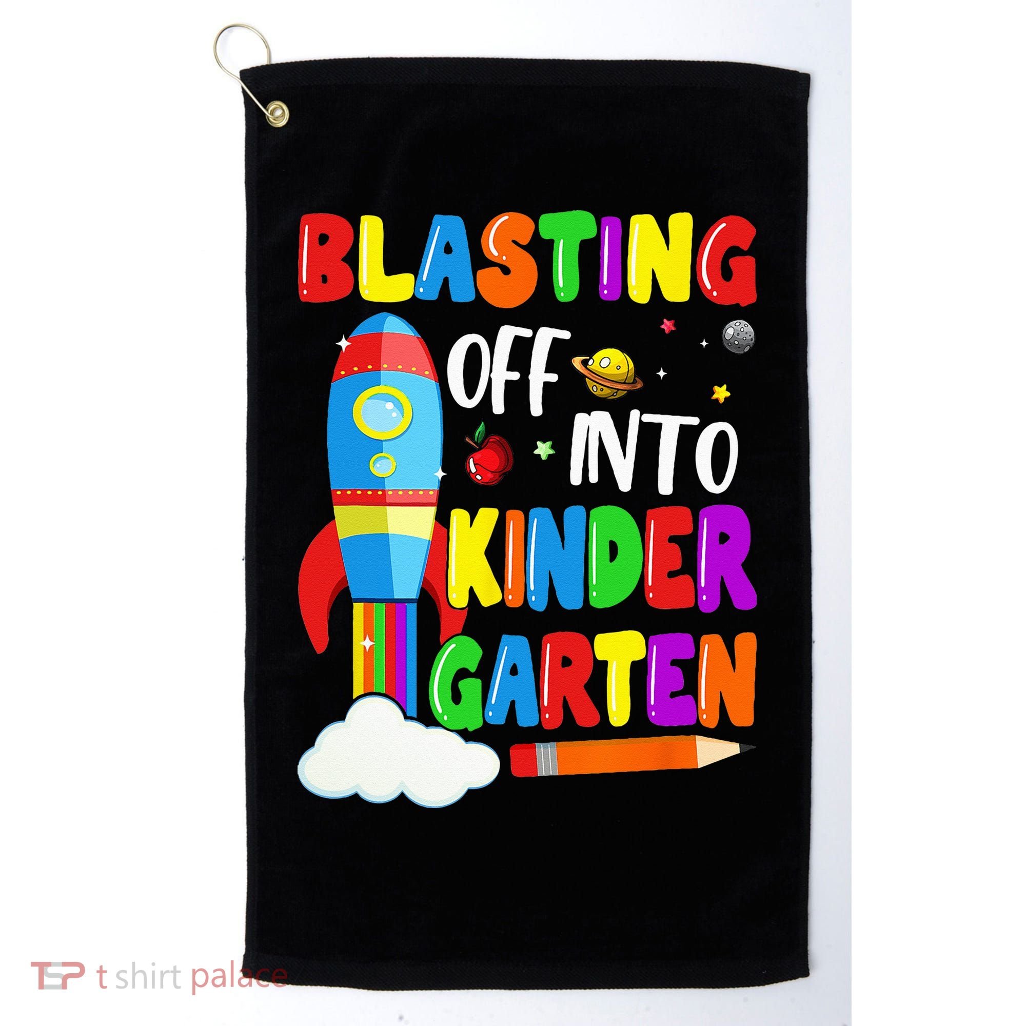 Blasting Off Into Kindergarten Funny Back To School Golf Towel