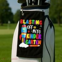 Blasting Off Into Kindergarten Funny Back To School Golf Towel thumb 2