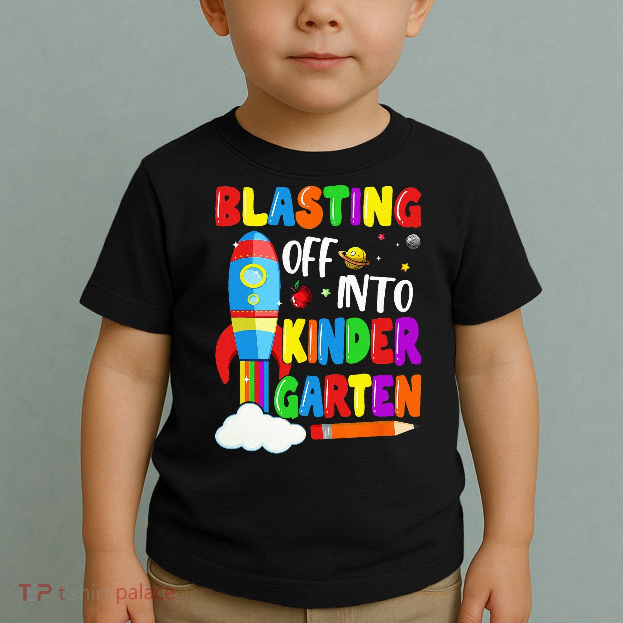 Blasting Off Into Kindergarten Funny Back To School Toddler T-Shirt