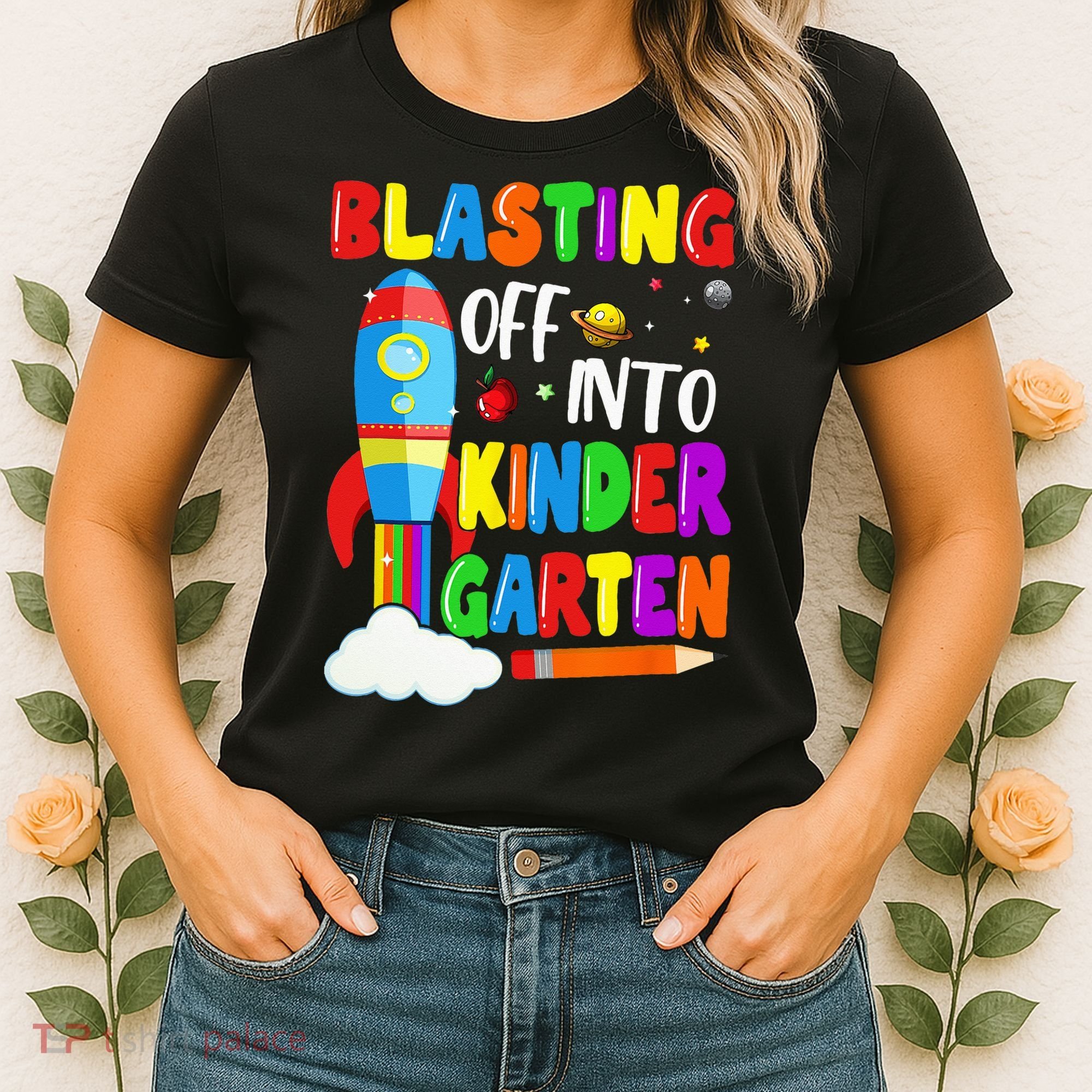 Blasting Off Into Kindergarten Funny Back To School Women's T-Shirt