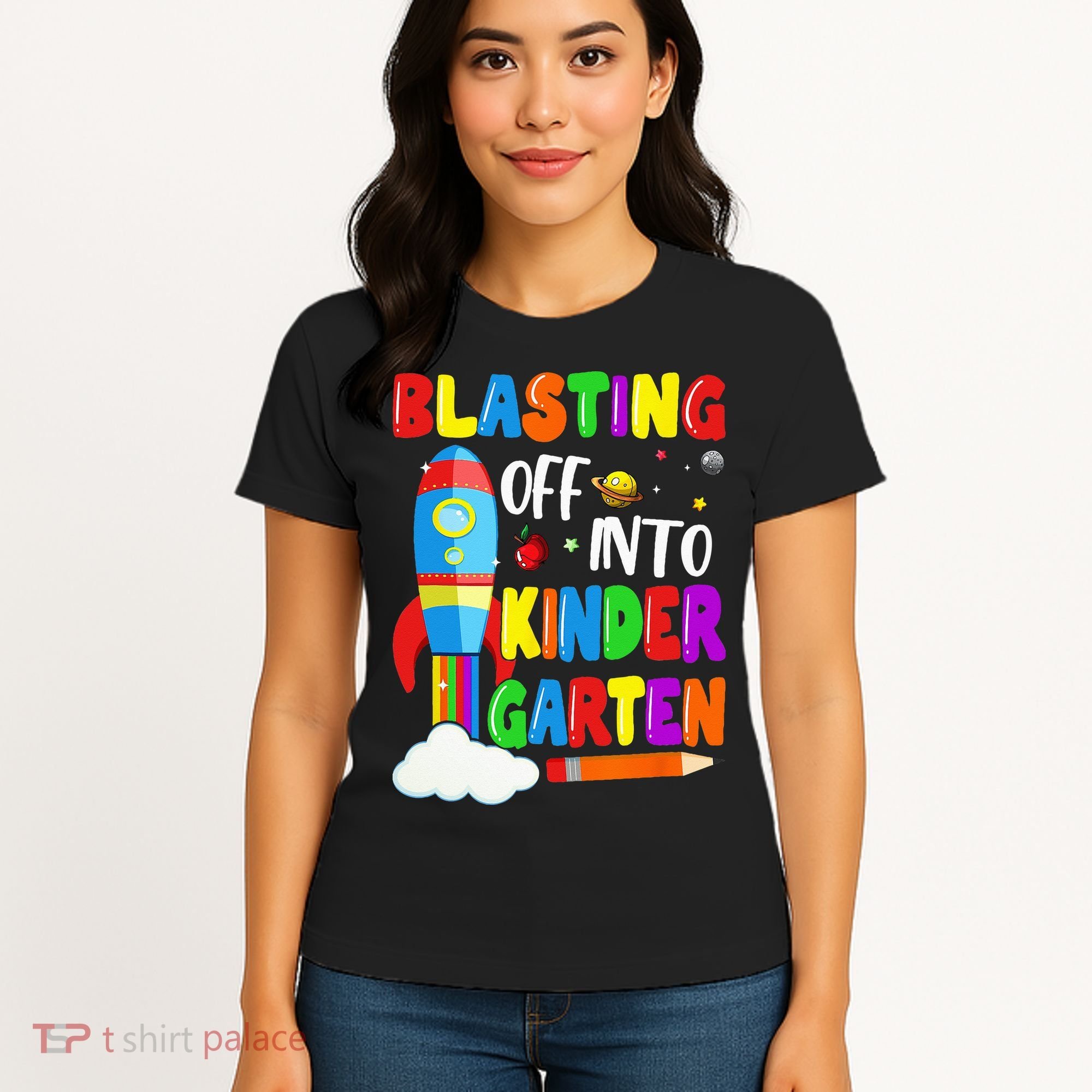 Blasting Off Into Kindergarten Funny Back To School Women's T-Shirt