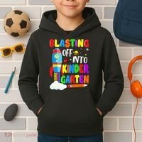 Blasting Off Into Kindergarten Funny Back To School Kids Hoodie thumb 2