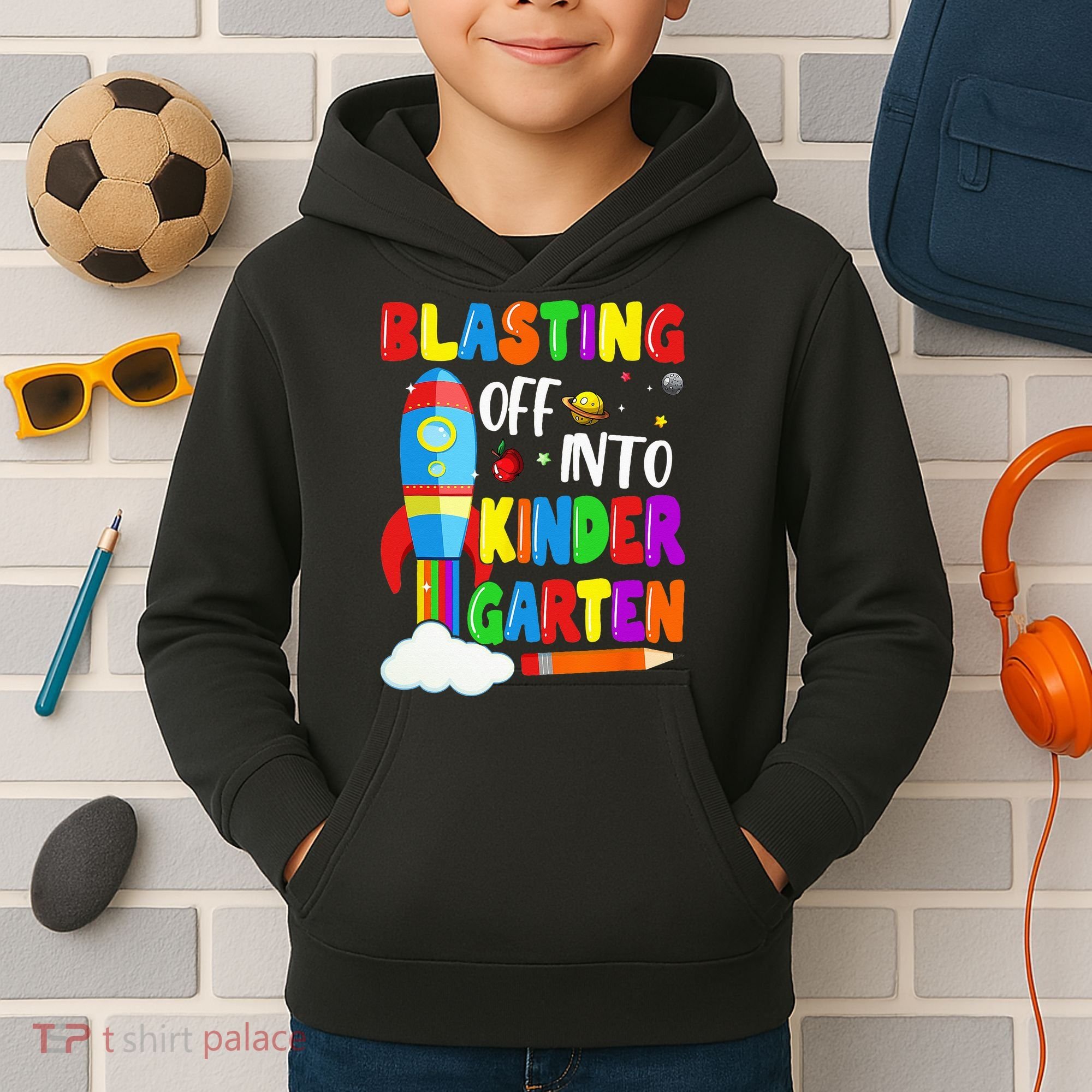 Blasting Off Into Kindergarten Funny Back To School Kids Hoodie