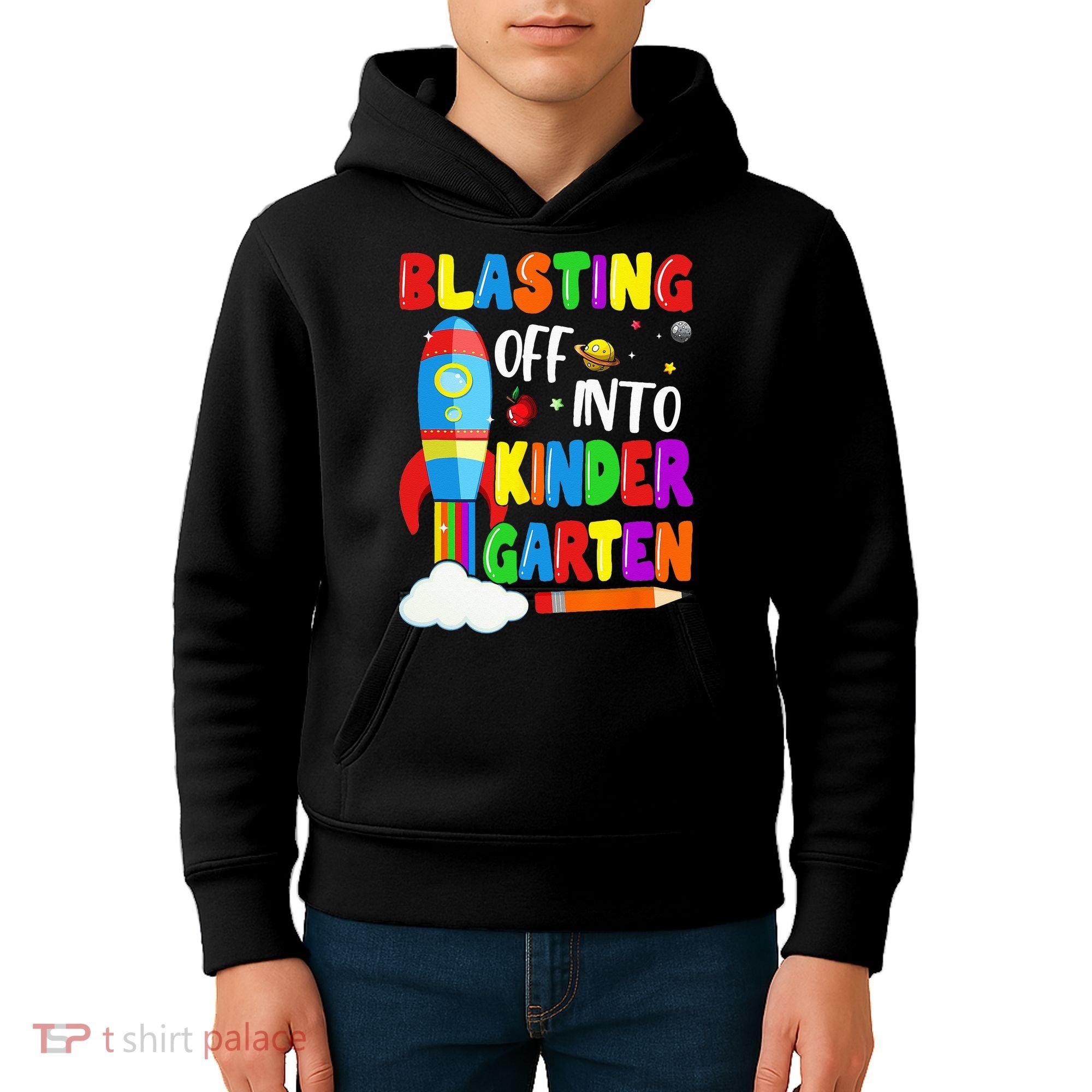 Blasting Off Into Kindergarten Funny Back To School Kids Hoodie