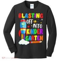 Blasting Off Into Kindergarten Funny Back To School Kids Long Sleeve Shirt thumb 0
