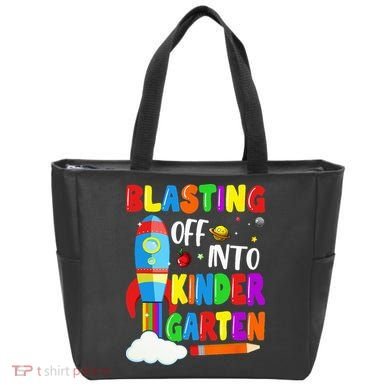 Blasting Off Into Kindergarten Funny Back To School Tote Bag