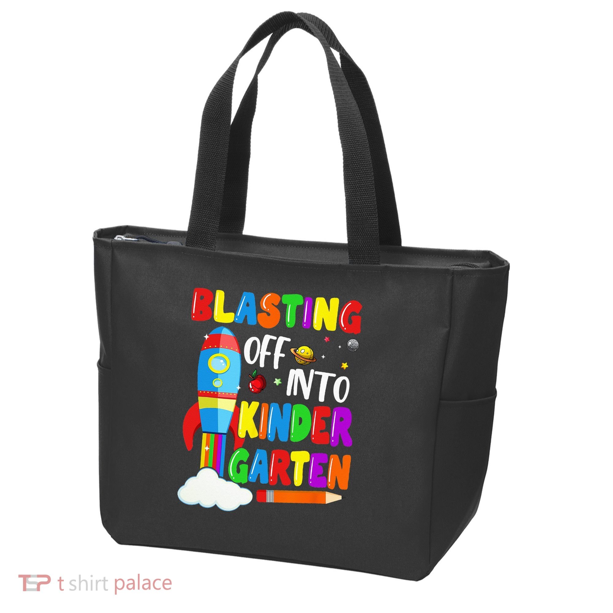 Blasting Off Into Kindergarten Funny Back To School Tote Bag