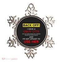 Back Off I Have A Crazy Sister Gift Brother Gift Ornament thumb 0