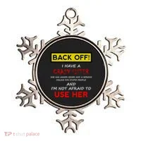 Back Off I Have A Crazy Sister Gift Brother Gift Ornament thumb 0