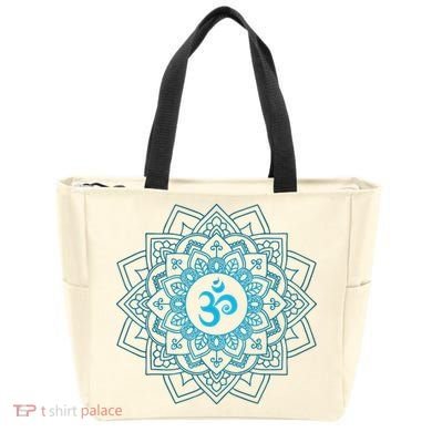 Blue Om Meditation Mandala Tote Bag