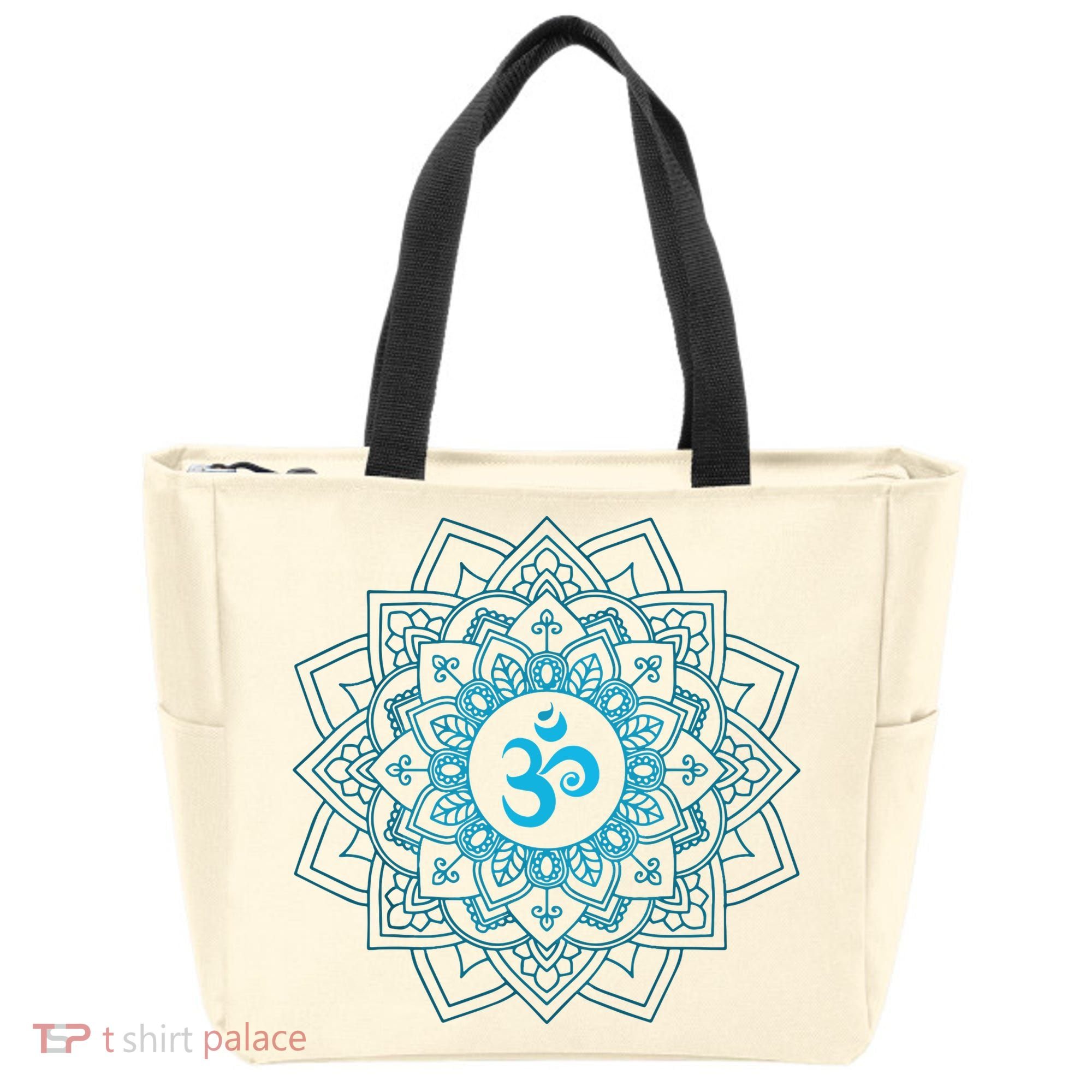 Blue Om Meditation Mandala Tote Bag
