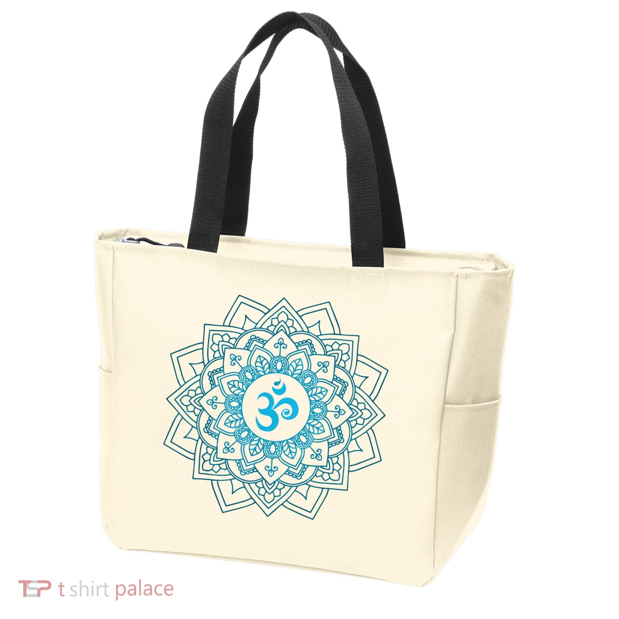 Blue Om Meditation Mandala Tote Bag