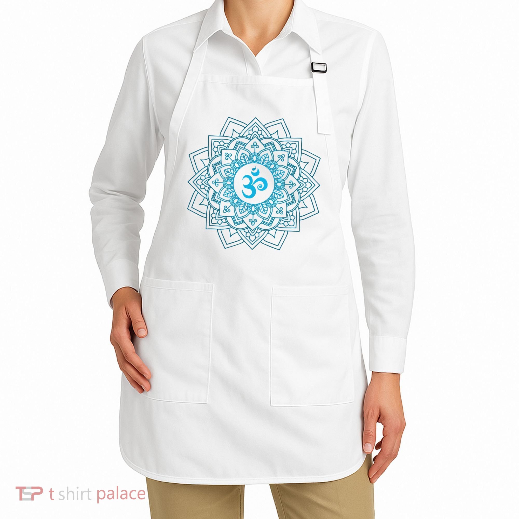 Blue Om Meditation Mandala Apron