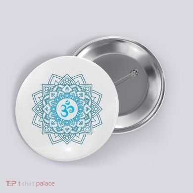 Blue Om Meditation Mandala Button