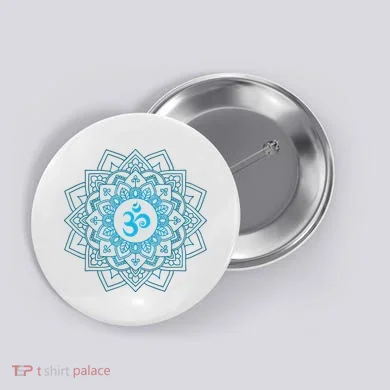 Blue Om Meditation Mandala Button