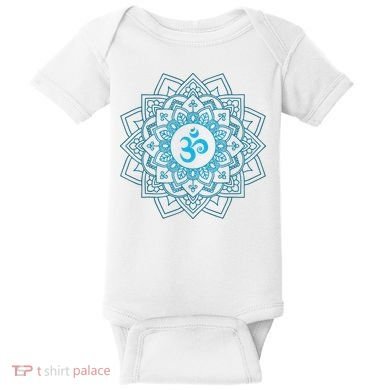 Blue Om Meditation Mandala Baby Bodysuit