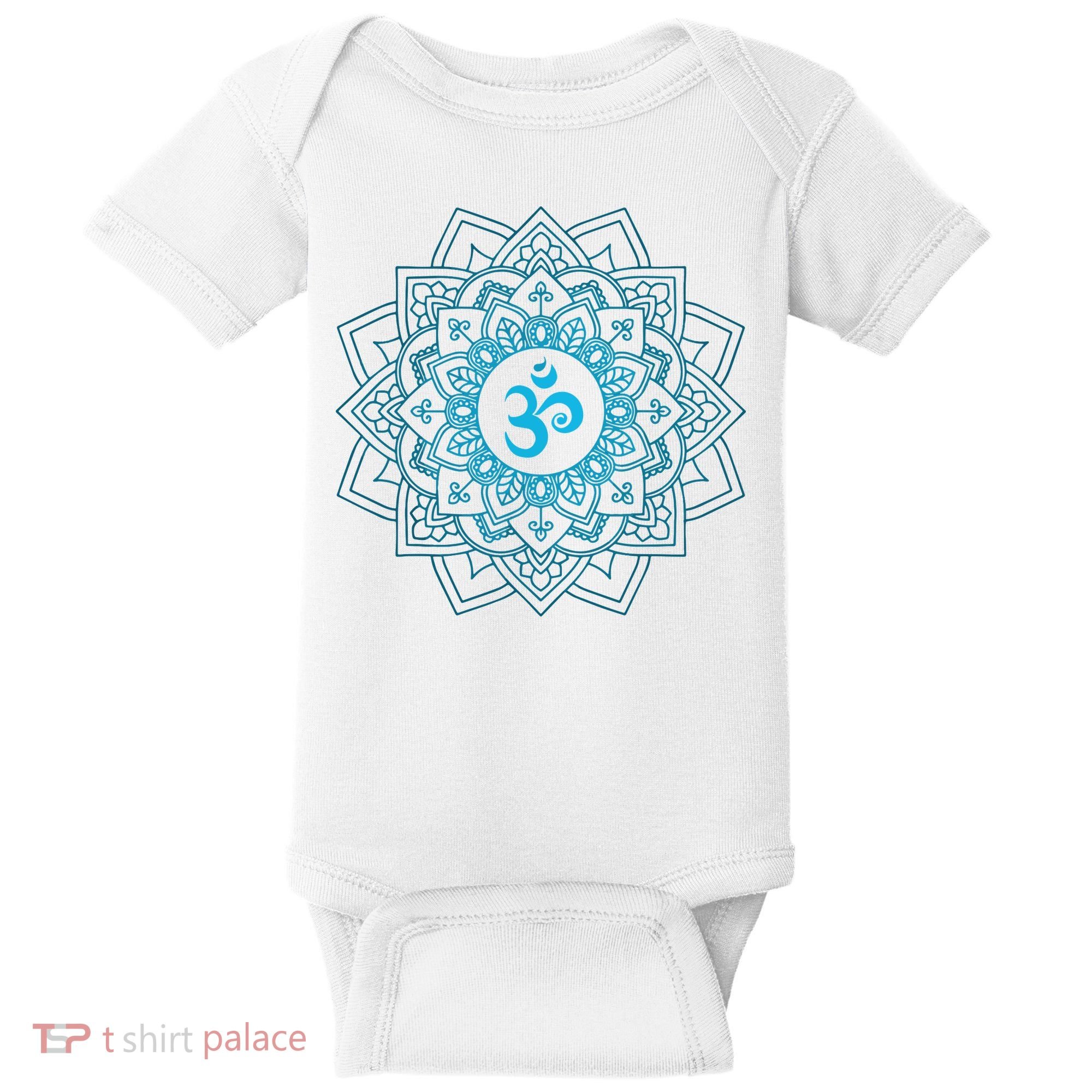 Blue Om Meditation Mandala Baby Bodysuit