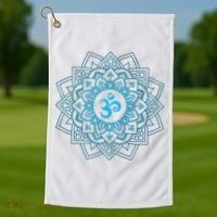Blue Om Meditation Mandala Golf Towel thumb 1