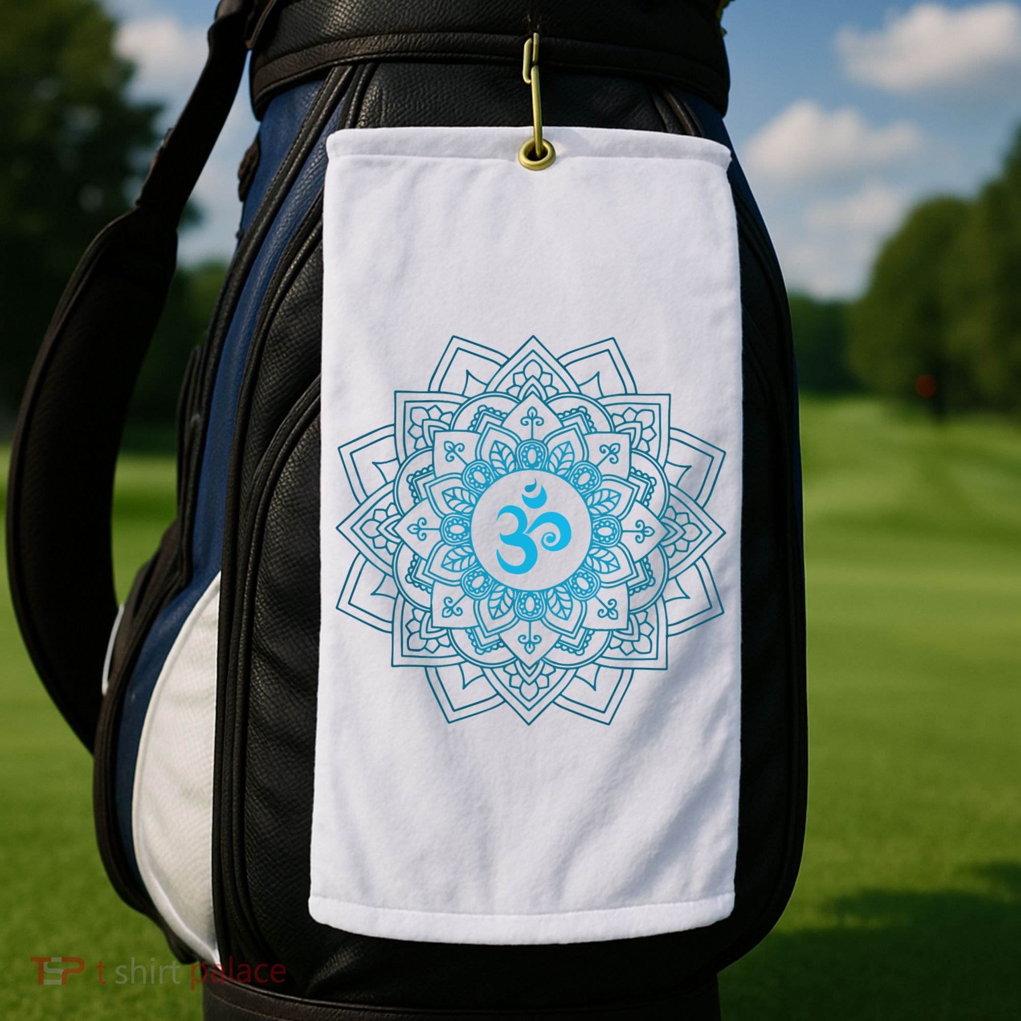 Blue Om Meditation Mandala Golf Towel