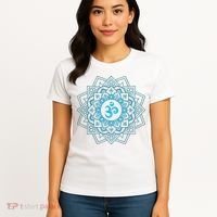 Blue Om Meditation Mandala Women's T-Shirt thumb 4