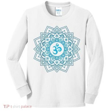 Blue Om Meditation Mandala Kids Long Sleeve Shirt