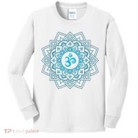 Blue Om Meditation Mandala Kids Long Sleeve Shirt thumb 0