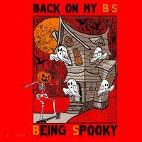 Back on my BS being spooky boo skeleton pumpkin Halloween  Santa Hat thumb 1