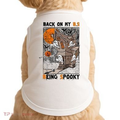 Back on my BS being spooky boo skeleton pumpkin Halloween  Doggie Tank