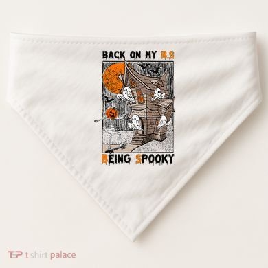 Back on my BS being spooky boo skeleton pumpkin Halloween  USA-Made Doggie Bandana