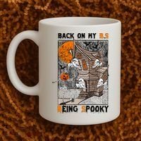 Back on my BS being spooky boo skeleton pumpkin Halloween  Coffee Mug thumb 2