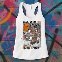Back on my BS being spooky boo skeleton pumpkin Halloween  Women's Tank Top thumb 3