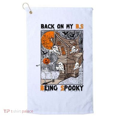 Back on my BS being spooky boo skeleton pumpkin Halloween  Golf Towel