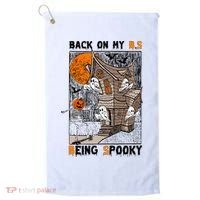 Back on my BS being spooky boo skeleton pumpkin Halloween  Golf Towel thumb 0
