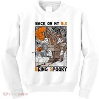 Back on my BS being spooky boo skeleton pumpkin Halloween  Kids Sweatshirt thumb 0